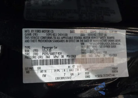 2013 Ford C-Max Hybrid Sel z USA, uszkodzony, nr VIN 1FADP5BU0DL554434